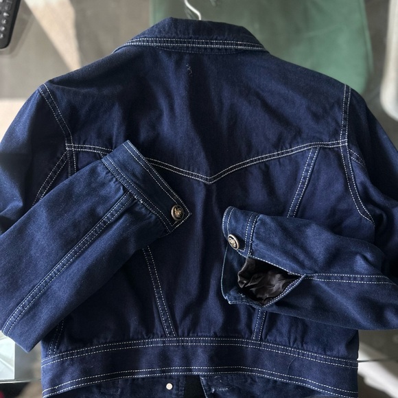 Versace Jeans Couture Dark Navy Denim Jacket with White Stitching - Picture 5 of 6